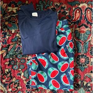 Boys swim trunks and rash guard